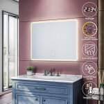 Sirhona - miroir lumineux de salle de bain ? miroir led 90x70 cm avec anti - buée, trois lumières réglables ... Sirhona - miroir lumineux de salle de bain ? miroir led 90x70 cm avec anti - buée, trois lumières réglables ...