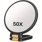 Miroir de maquillage grossissant 50x, portable / mural, double face avec poign�e r�glable � 360� pour ...
