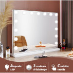 Sirhona - miroir maquillage lumineux led - 58lx45, 5lx12h cm - 15 ampoules 3 couleurs luminosit ajustables ...