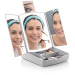Miroir de maquillage pliable avec lumire led 3 en 1 pour les cosmtiques de voyage