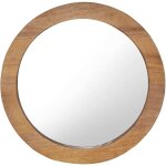 Vidaxl ? miroir mural en teck 60 cm rond ? cadre en bois massif ? �paisseur 3 cm ? crochet de montage ...