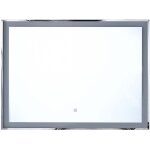Miroir mural lumineux de forme rectangulaire avec cadre fin argent et clairage led sur le pourtour ...