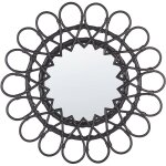 Beliani - miroir mural moderne rond en rotin forme de soleil � 60 cm noir babai