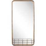 Miroir mural rectangulaire avec etagre pratique cadre en mtal dor 40 x 80 cm pour entre ou couloir ...