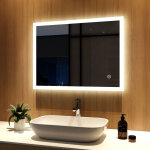 Meykoers - miroir salle de bain 80x60cm anti - bue miroir lumineux led, miroir cosmtiques mural dimmable ...