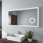 Emke - miroir de salle de bain led avec loupe 3 fois 120x60cm loupe 3x, interrupteur tactile lumi�re ...
