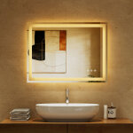 Miroir de salle de bain led, miroir lumineux 80 x 60 cm, miroir cosm�tique led sans cadre, sans cadre, ...