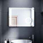 Miroir de salle de bain led miroir lumineux 80 x 60 cm miroir de salle de bain avec �clairage interrupteur ...