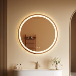 Miroir de salle de bain led, miroir lumineux de salle de bain rond de 50 cm avec �clairage, interrupteur ...