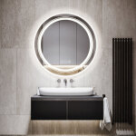 Luvodi - miroir salle de bain led rond - miroir mural lumineux rond sal de bain avec eclairage integre ...