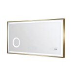Miroir de salle de bain rectangulaire lumineux avec horloge digitale - dor� - 120 x 60 cm - aitana