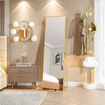 Miroir sur pied 140x 40 cm ? cadre aluminium minimaliste ? miroirs mural � poser ou suspendre ? design ...