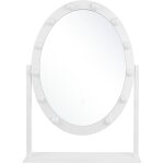 Beliani - miroir sur pied de forme ovale avec cadre en acier blanc orn� de led style monde du spectacle ...