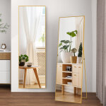 Miroir sur pied grand 164x54cm, miroir pleine longueur mural, verre tremp� anti - �clats, cadre en alliage ...