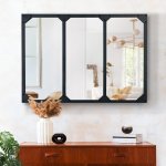 Idmarket ? miroir verri�re 3 bandes noir 80x60 cm ? verre et m�tal ? fixations murales incluses ? design ...