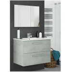 Miroytengo - meuble de salle de bain suspendu aruba 80 cm ciment avec miroir Miroytengo - meuble de salle de bain suspendu aruba 80 cm ciment avec miroir