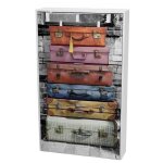Miroytengo - meuble  chaussures 3 portes avec imprim blanc, style moderne, pour entre, couloir, 117 ...