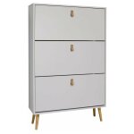 Meuble  chaussures anzio blanc pour couloir, entre, 3 portes pliantes, mlamin moderne, 129x80x24 ...
