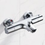 Mitigeur baignoire thermostatique, mitigeur thermostatique bain douche en laiton, avec bouton de s�curit� ...