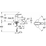 Mitigeur bain / douche monotrou eurosmart cosmopolitan - grohe