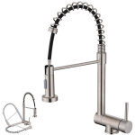 Mitigeur de cuisine bross� pliable � ressort avec douchette 2 jets, robinet cuisine d'evier rabattable ...