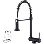 Mitigeur de cuisine noir pliable � ressort avec douchette 2 jets, robinet de cuisine d'evier rabattable ...