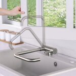 Mitigeur cuisine rabattable pivotant  360, robinet de cuisine avec poigne pliable contre fentre, ...