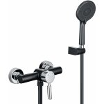 Colonne de douche m�canique noir, robinet de bains avec douchette 3 jets modes, ensemble de douche temp�rature ...