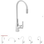 Mitigeur �vier avec douchette flexible couleur blanc