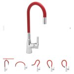Mitigeur évier avec douchette flexible couleur rouge Mitigeur évier avec douchette flexible couleur rouge