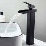 Mitigeur haut lavabo cascade robinet noir mat rectangulaire chaude froide ajustable salle , xu, de bain ...