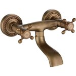 Mitigeur lavabo antique robinet mural en cuivre coulant baignoire �vier robinet d'eau chaude et froide ...
