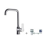 Ramon soler - robinet lavabo mitigeur bec haut titanium chrom, vidage  tirette