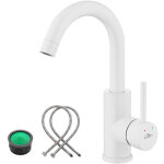 Auralum - mitigeur de lavabo blanc en inox rotation  360 robinet de vasque  poser pour salle de bains, ...
