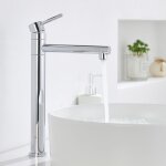 Mitigeur lavabo vasque � poser, robinet salle de bain pivotant � 360�, robinet lavabo haut chrom� pour ...