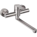 Mitigeur mural cuisine pivotant 360� en inox bross� ? eau chaude et froide