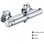 Mitigeur thermostatique de douche 2 sorties haute et basse ? robinet m�langeur en laiton chrom� ? valve ...