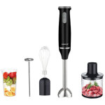 Mixeur 5 - en - 1 ? moteur puissant 800w, 2 vitesses, fouet & lames en acier inoxydable, bol hachoir ...