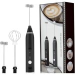 Mixeur �lectrique � main, mousseur � lait en acier inoxydable, facile � utiliser, pour la cuisine, noir, ...