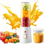 Mixeur portable  emporter - 450 ml - mixeur portable avec 10 lames - mini gobelet avec couvercle - rechargeab ...