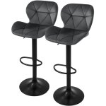 Lot de 2 tabourets de bar en velours, gris, chaise rembourr�e avec dossier et repose - pieds, r�glable ...