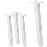 Ml - design - lot de 4 pieds de table inclins h42 cm, blanc brillant, en acier laqu poxy, profil carr ...
