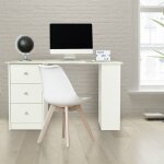 Ml - design ? bureau d'ordinateur blanc 120 x 49 x 72 cm ? 3 tiroirs et 3 �tag�res ? panneau m�lamin� ...