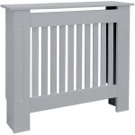 Ml - design - ecd germany cache - radiateur chauffage rustique 78x19x82 cm gris �tag�re en bois mdf housse ...