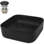 Luxebath - ml - design lavabo en céramique noir mat, 39, 5x39, 5x14 cm, vasque à poser carré, moderne, ... Luxebath - ml - design lavabo en céramique noir mat, 39, 5x39, 5x14 cm, vasque à poser carré, moderne, ...