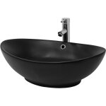 Luxebath - ml - design lavabo en c�ramique noir mat, 59x38x19 cm, vasque � poser ovale, cuvette avec ...