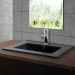 Luxebath - ml - design lavabo en cramique noir mat 61, 5x17, 5x47 cm, rectangle, vasque  encastrer ...