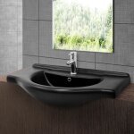 Luxebath - ml - design lavabo en cramique noir mat, 87x50, 5x22, 5 cm, ovale, vasque  encastr moderne, ...