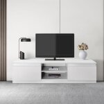Ml - design meuble bas tv, blanc, 120x36x40 cm, panneau de particules mdf finition m�lamin�e, avec 2 ...