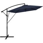 Ml - design parasol d�port� �330 cm bleu marine en aluminium avec manivelle, protection uv50 + tissu ...